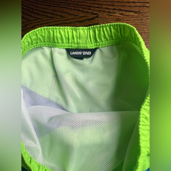 LAND’S END Swim Trunks boys size L (14/16) green blue NWOT - Picture 2 of 4